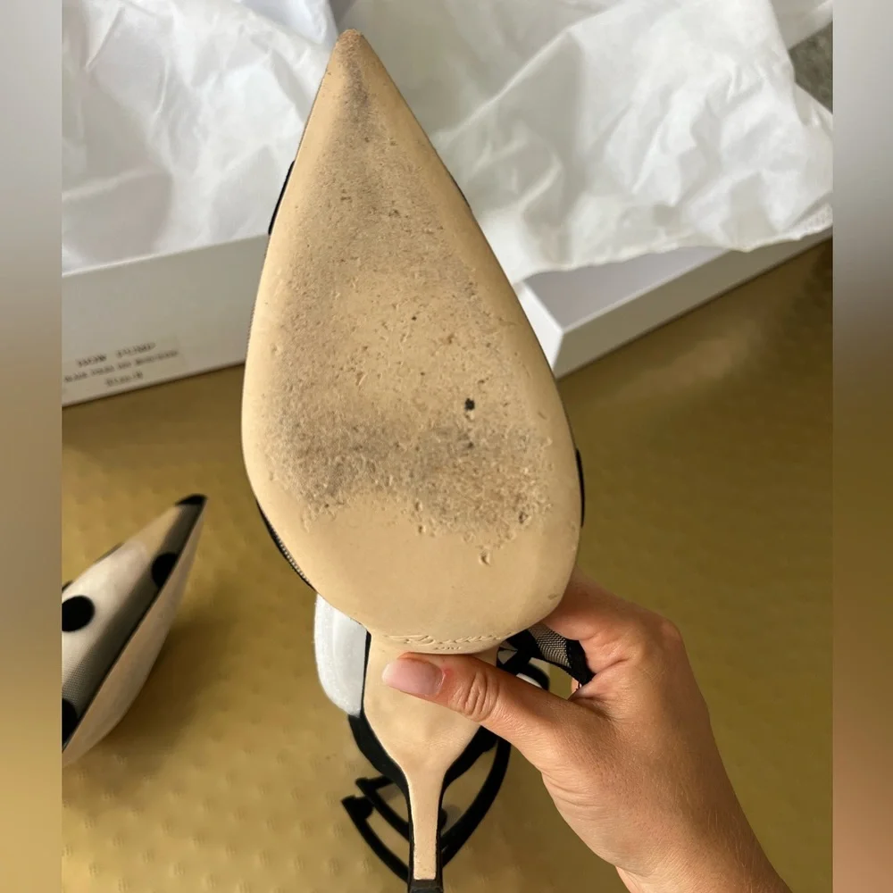 Aminah Abdul Jillil Bow Pump Black Polka Dot Mesh Suede - Picture 10 of 13